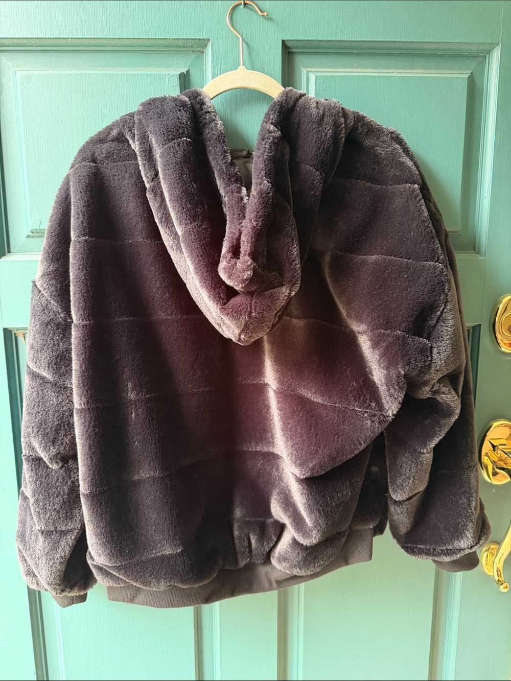 Boohoo Charcoal Plush Hooded Teddy Jacket - Picture 3 of 3